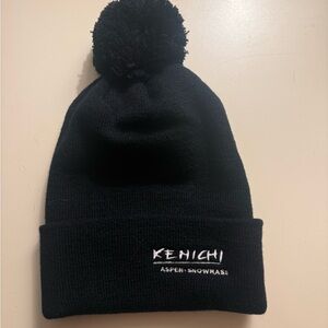 Kenichi Black Beanie with Pom Pom